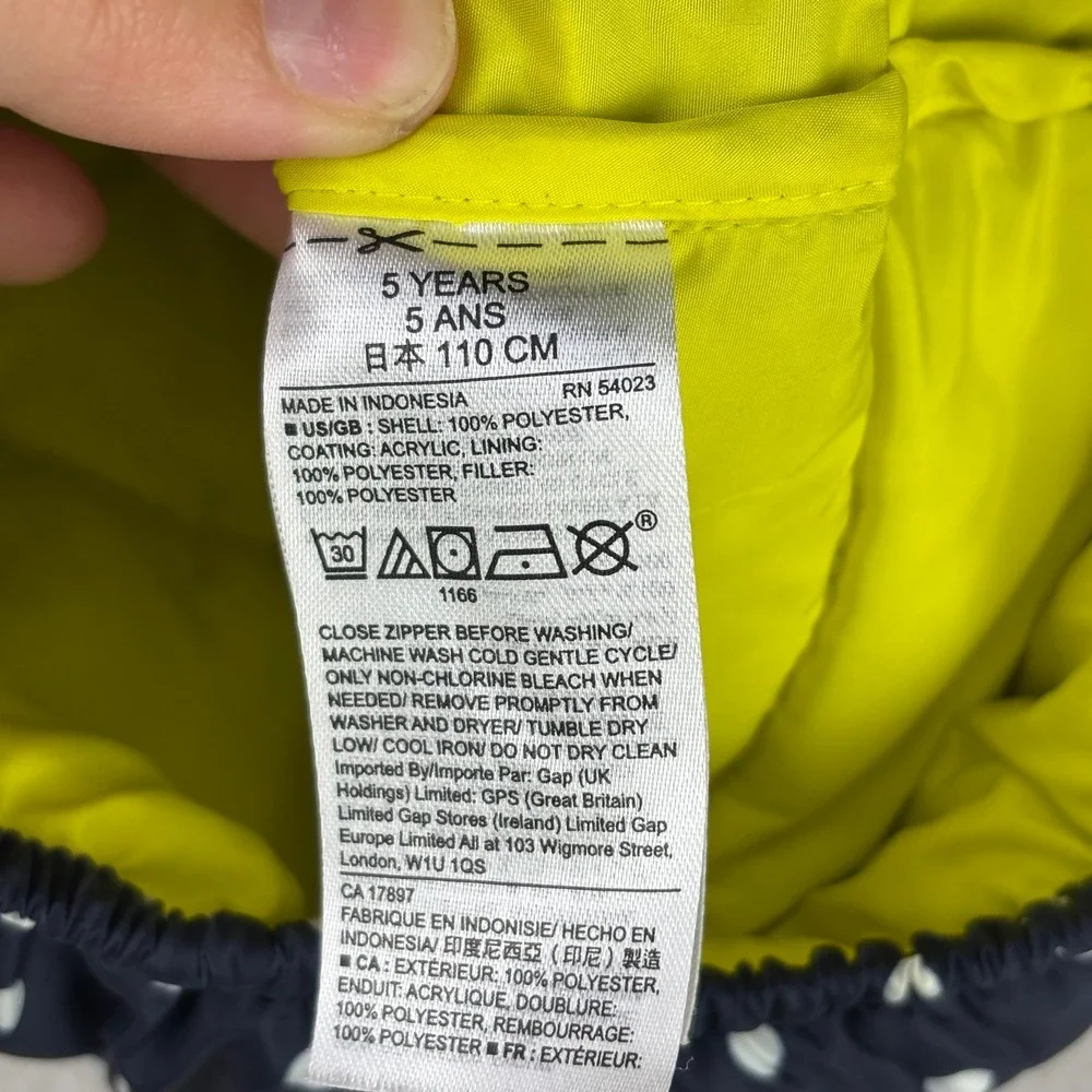 Baby Gap Polka Dot Puffer Jacket‎ Kids 5T Navy Blue Casual Lightweight Coat